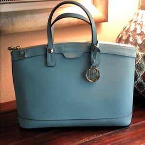 Pale blue satchel handbag - carried once!